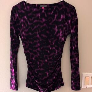 Vince Camuto Purple and Black Long Sleeve Top
